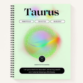 Cuaderno Rótulo Zodiaco moderno Taurus Cita Elemento Tierra