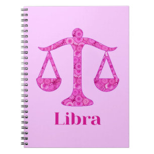 Cuaderno Rótulo zodiaco para la libia en magenta y rosa