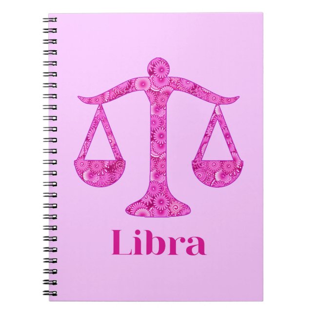 Cuaderno Rótulo zodiaco para la libia en magenta y rosa (Frente)