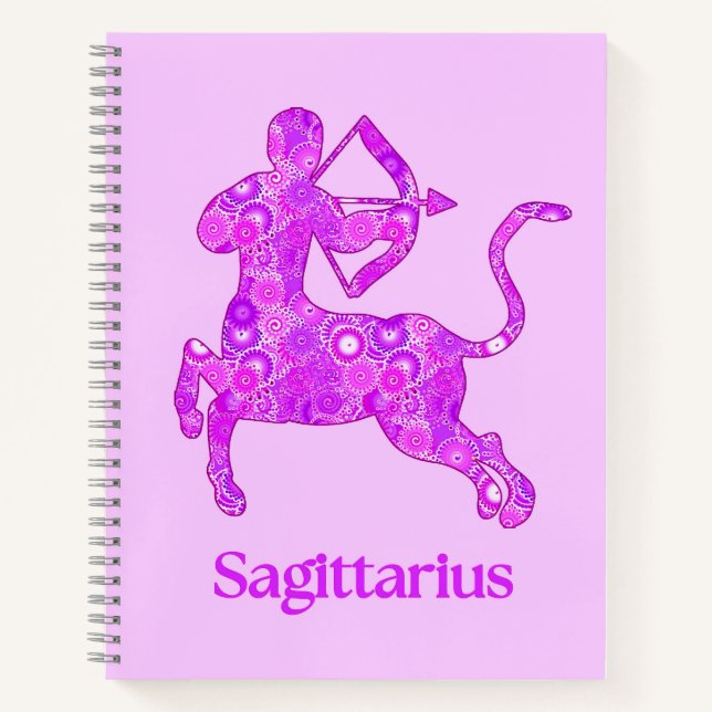 Cuaderno Rótulo zodiaco para sagitario en púrpura anquistan (Anverso)