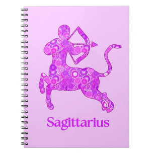 Cuaderno Rótulo zodiaco para sagitario en púrpura anquistan