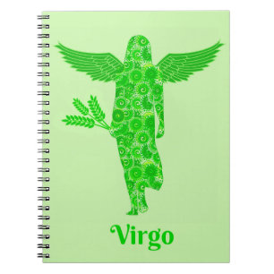 Cuaderno Rótulo zodiaco para Virgo en tonos verdes