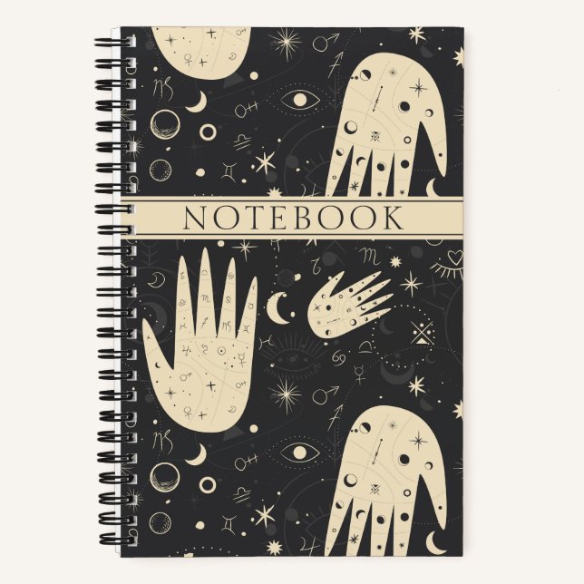 Cuaderno Rótulos astrológicos zodiacos y manos de la químic (Anverso)