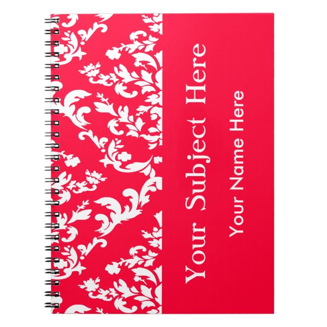 Cuaderno Rouge Bold Mod Damask con texto personalizado (Frente)