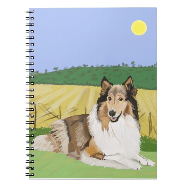 Cuaderno Rough Collie con campos (Frente)