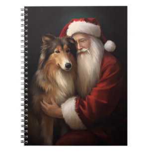 Cuaderno Rough Collie Con Navidades festivos de Santa Claus