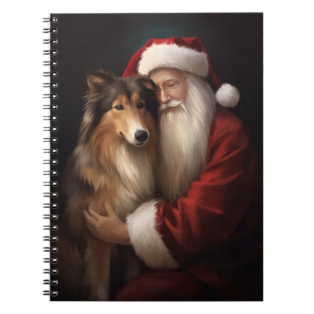 Cuaderno Rough Collie Con Navidades festivos de Santa Claus (Frente)