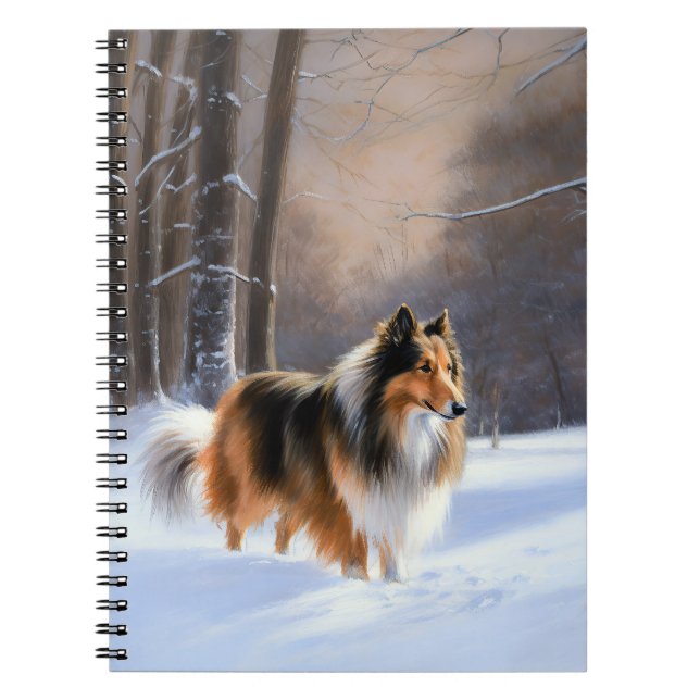 Cuaderno Rough Collie Deja Que Nieva Navidades (Frente)