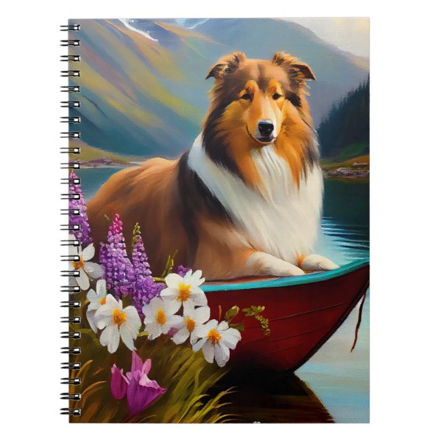 Cuaderno Rough Collie on a Paddle: Una aventura panorámica (Frente)