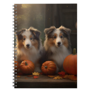 Cuaderno Rough Collie Puppy Calabaza deslumbrante otoño