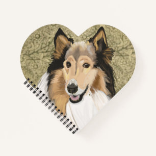 Cuaderno Rough Collie, retrato de Collie, largamente enterr