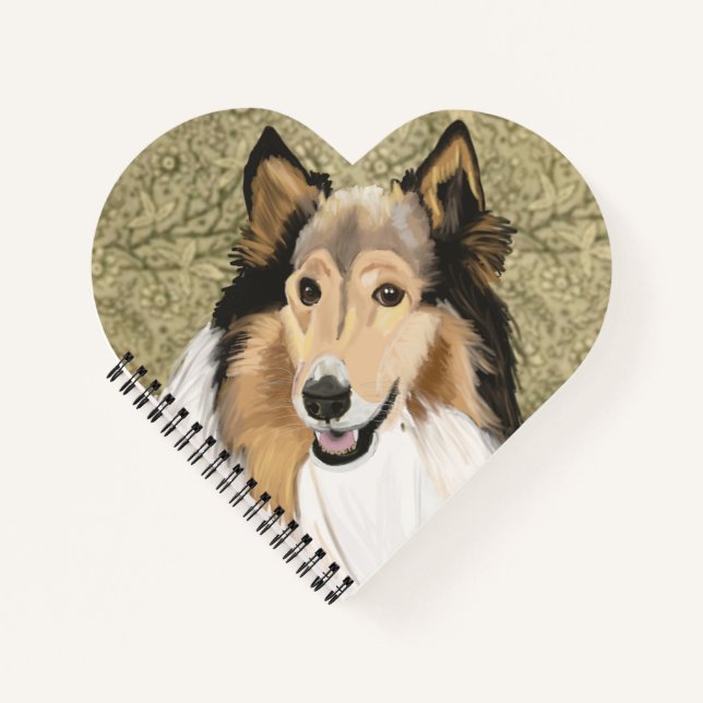 Cuaderno Rough Collie, retrato de Collie, largamente enterr (Anverso)