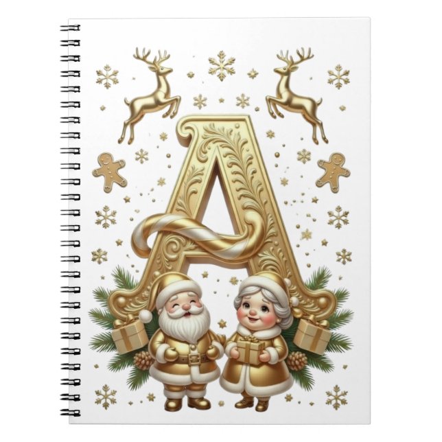 Cuaderno Royal Gold Letter A Luxury Unisex Spiral Notebook (Frente)