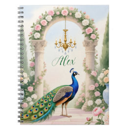 Cuaderno "Royal Peacock Garden" Personalized Spiral Noteboo