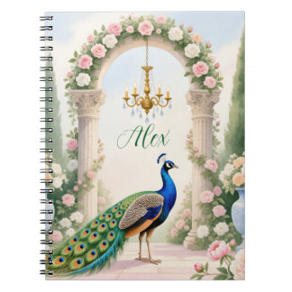 Cuaderno "Royal Peacock Garden" Personalized Spiral Noteboo