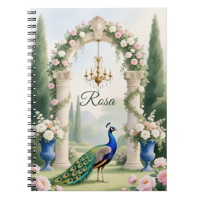 Cuaderno "Royal Peacock Garden"Personalized Spiral Notebook (Frente)