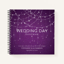 Cuaderno Royal Purple String Lights Boda Guest Book