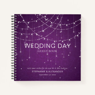 Cuaderno Royal Purple String Lights Boda Guest Book