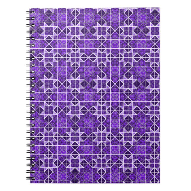 Cuaderno Royal Purple Weathervane Quilt Block Geométric (Frente)