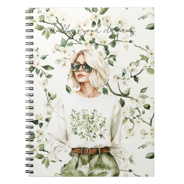 Cuaderno Rubia Llevaba Gafas De Sol Flores (Frente)