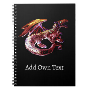 Cuaderno Rubíes Místicos Rojos Dragón de Fantasía Arte Mito