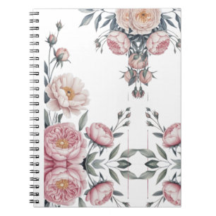 Cuaderno Rubor Azul Marino Rosa Pastel Floral Suave