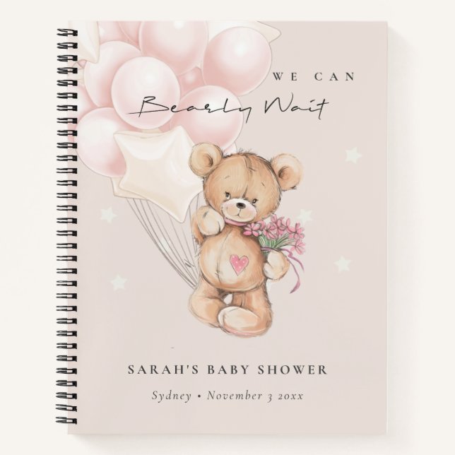 Cuaderno Rubor Bearly Wait Bear Balloon Baby Shower (Anverso)