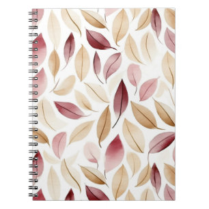 Cuaderno Rubor crema dorado Hojas rojas 