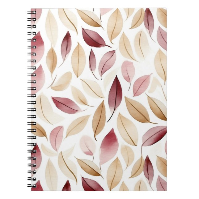 Cuaderno Rubor crema dorado Hojas rojas  (Frente)