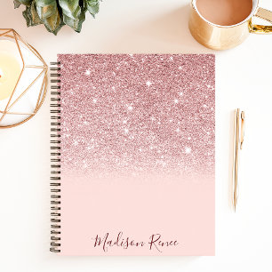Cuaderno Rubor de brillo dorado rosa Ómbré