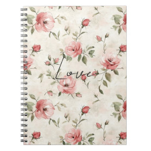 Cuaderno Rubor de Crema Rosas Florales Rosadas