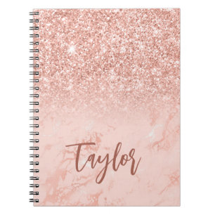 Cuaderno Rubor de Mármol con Brillo en Rosa Dorado Personal