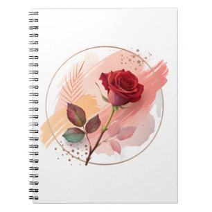 Cuaderno Rubor Eterno: Una Rosa Moderna en Armonía Abstract