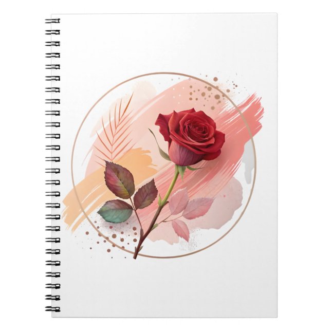 Cuaderno Rubor Eterno: Una Rosa Moderna en Armonía Abstract (Frente)