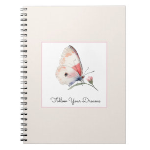Cuaderno Rubor Floral Mariposa Melocotón Sigue Tus Sueños