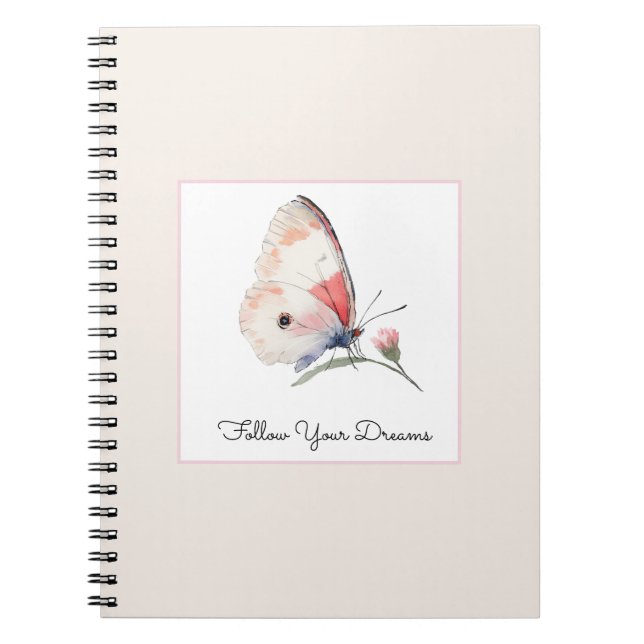 Cuaderno Rubor Floral Mariposa Melocotón Sigue Tus Sueños (Frente)