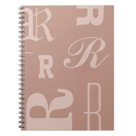Cuaderno Rubor Monograma Personalizado, Iniciales Tipográfi