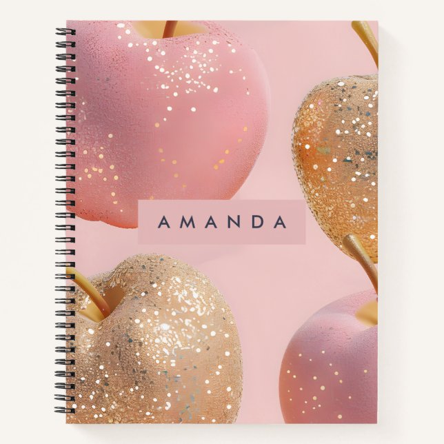 Cuaderno Rubor Personalizado Rosa y Dorado con Brillo de Ma (Anverso)