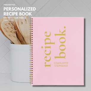 Cuaderno Rubor Pink Blank Cook Book con nombre