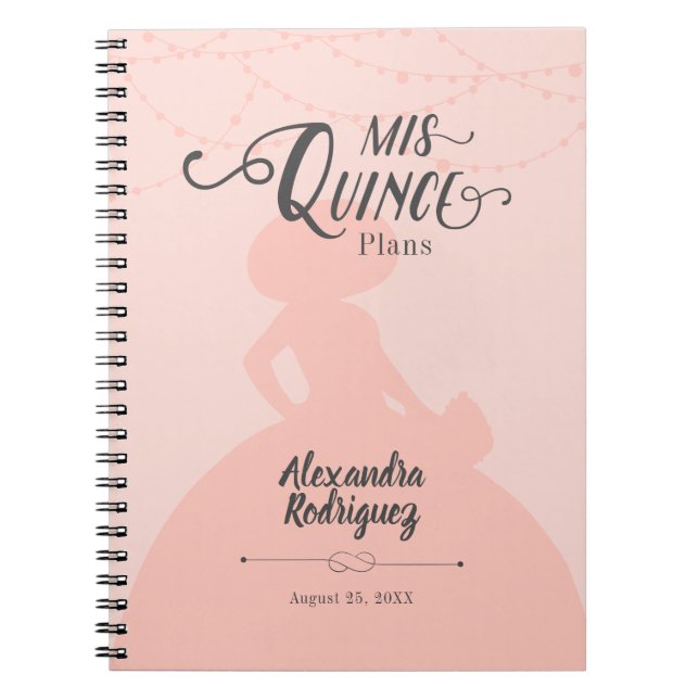 Cuaderno Rubor Pink Charro Silhouette Quinceanera (Frente)