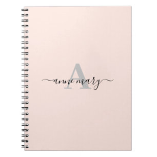 Cuaderno Rubor Pink Custom Name Monogram Gift Favly Girly