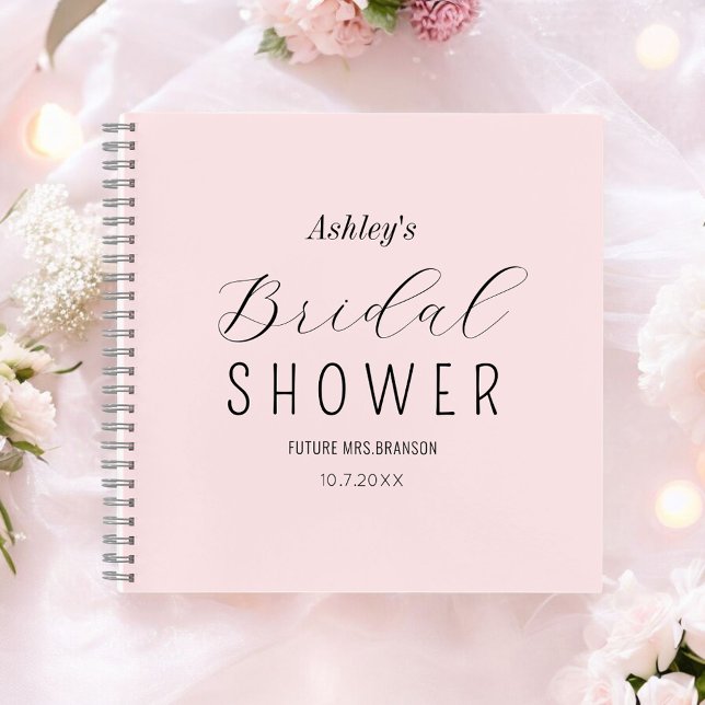 Cuaderno Rubor Pink Elegant Bridal Shower Guest Book (Subido por el creador)