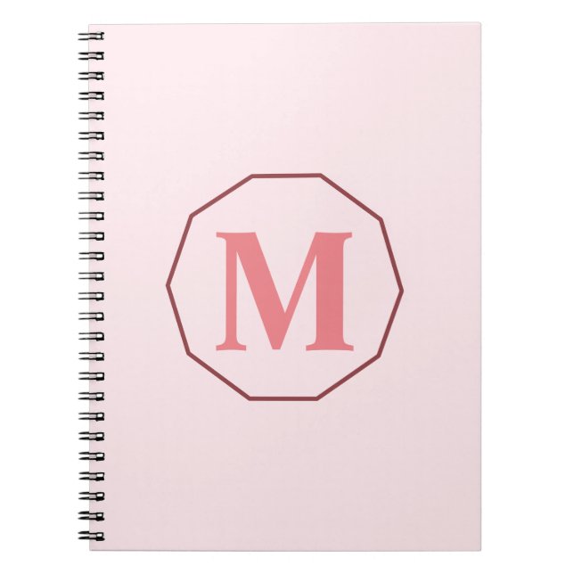 Cuaderno Rubor Pink elegante monograma personalizado (Frente)