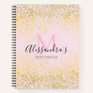 Cuaderno Rubor Pink & Gold Sparkle Monograma Sketchbook