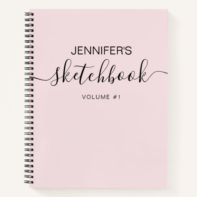 Cuaderno Rubor Pink Personalizado Sketchbook Tu Nombre (Anverso)