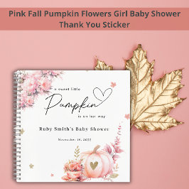 Cuaderno Rubor Pink Pumpkin Floral Baby Shower Guest book