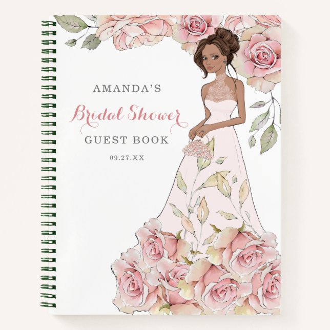 Cuaderno Rubor Pink Rose Bride Guest Book (Anverso)