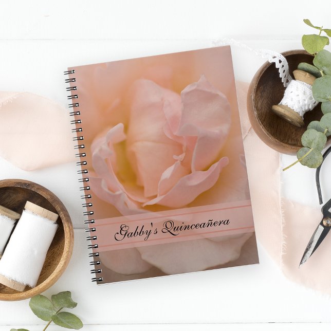 Cuaderno Rubor Pink Rose Quinceañera Guest Book (Subido por el creador)