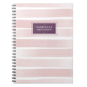 Cuaderno Rubor Rayas rosadas Purple Name Personalizado