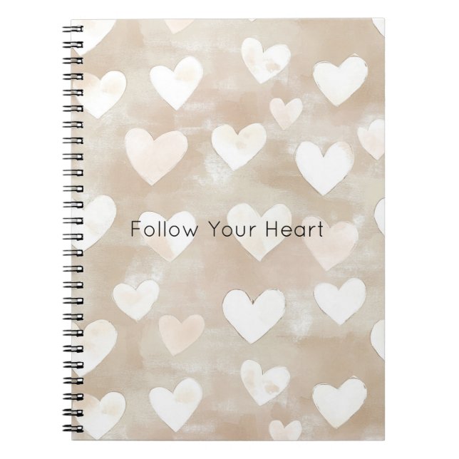 Cuaderno Rubor Romántico Rosa Crema Corazones   (Frente)